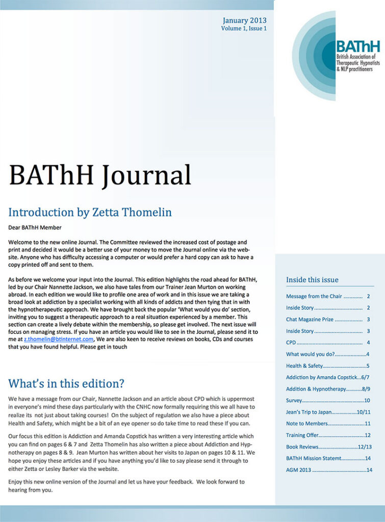 BAThH Journal Jan 2013 Vol 01 Issue 01