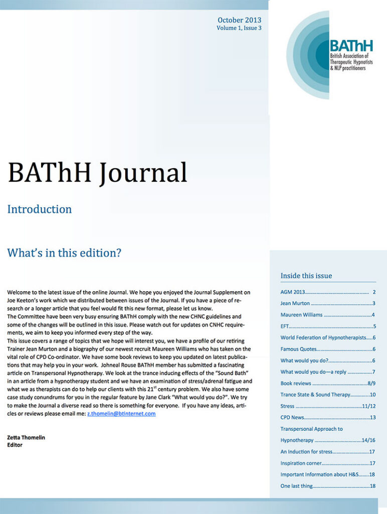 BAThH Journal Oct 2013 Vol 01 Issue 03